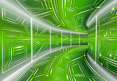 Fototapeta 3d tunel sci fi zielony biuro pokój dziecka tapeta flizelin