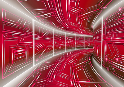 Fototapeta 3d tunel sci fi czerwony biuro pokój dziecka tapeta flizeli