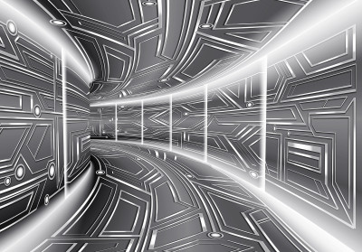 Fototapeta 3d tunel sci fi srebrny szary biuro salon tapeta flizelina