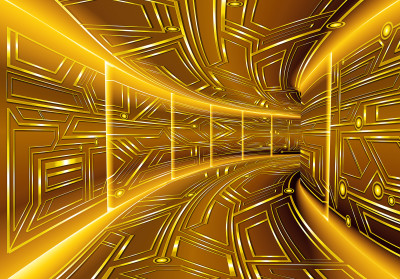 Fototapeta 3d tunel sci fi złoty glamour salon biuro tapeta flizelina