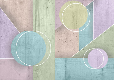 Fototapeta geometria koła trójkąty pastelowy beton salon biuro tapeta