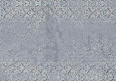 Fototapeta kwiaty damask beton wyblakły szary różowy salon sypialnia t