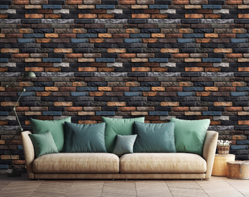 Brick-patterned wallpaper on non-woven backing for living room and bedroom walls