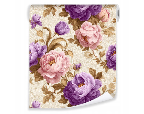Vintage floral wallpaper on non-woven fabric for living room and bedroom walls